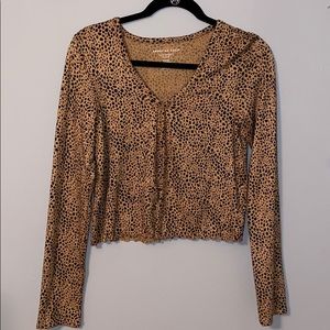 American Eagle Cheetah Print Cropped Cardigan